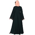 Fashionable Umbrella abaya with embroidery work -Bottle Green